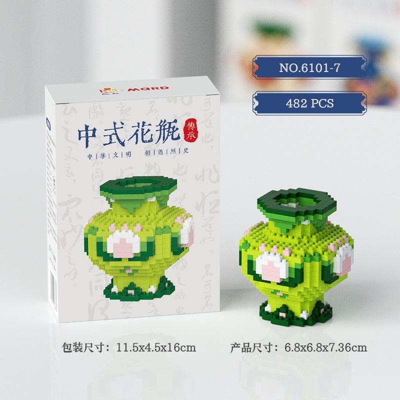 [ Generation] Chinese Vase Micro-Particle Assembled Building Block Toy National Tide Girl Gift Compatible With Lego - Image 1